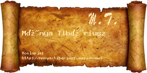 Mánya Tibériusz névjegykártya